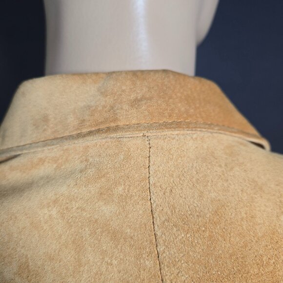 Vintage 90s Fringed Suede Jacket Size M Tan Brown Western Boho Hippie Festival - Picture 14 of 16